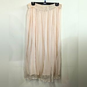 Vintage I.Magnin Sheer Blush Pink Maxi Skirt Chiffon Lined XL Plus